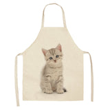 1Pcs Kitchen Apron Funny Dog Bulldog Cat Printed Sleeveless Cotton Linen Aprons for Men Women Home Cleaning Tools 53*65cm WQ0029