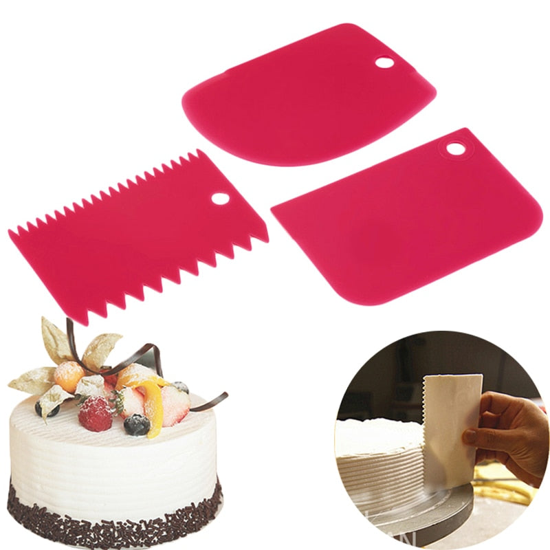 3PCS/Set Hot High Quality Colorful Multifunctional Irregular Teeth Edge DIY Cream Scraper Set Cake Mold Tools