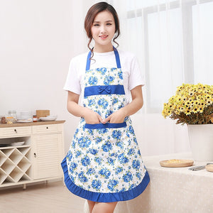 1Pcs Bowknot Flower Pattern Apron Woman Adult Bibs Home Cooking Baking Coffee Shop Cleaning Aprons Kitchen Accessories 46002