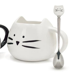 Ceramic Cute Cat Mugs With Spoon Coffee Tea Milk Animal Cups With Handle 400ml Drinkware Nice Gifts