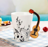 Creative Music Violin Style Guitar Ceramic Mug Coffee Tea Milk Stave Cups with Handle Coffee Mug Novelty Gifts