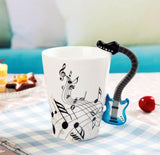 Creative Music Violin Style Guitar Ceramic Mug Coffee Tea Milk Stave Cups with Handle Coffee Mug Novelty Gifts