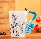 Creative Music Violin Style Guitar Ceramic Mug Coffee Tea Milk Stave Cups with Handle Coffee Mug Novelty Gifts