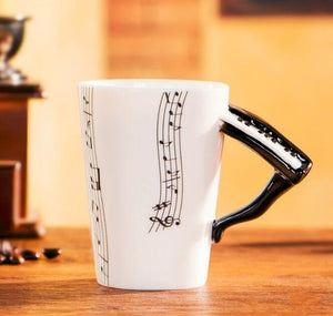 Creative Music Violin Style Guitar Ceramic Mug Coffee Tea Milk Stave Cups with Handle Coffee Mug Novelty Gifts