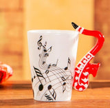 Creative Music Violin Style Guitar Ceramic Mug Coffee Tea Milk Stave Cups with Handle Coffee Mug Novelty Gifts