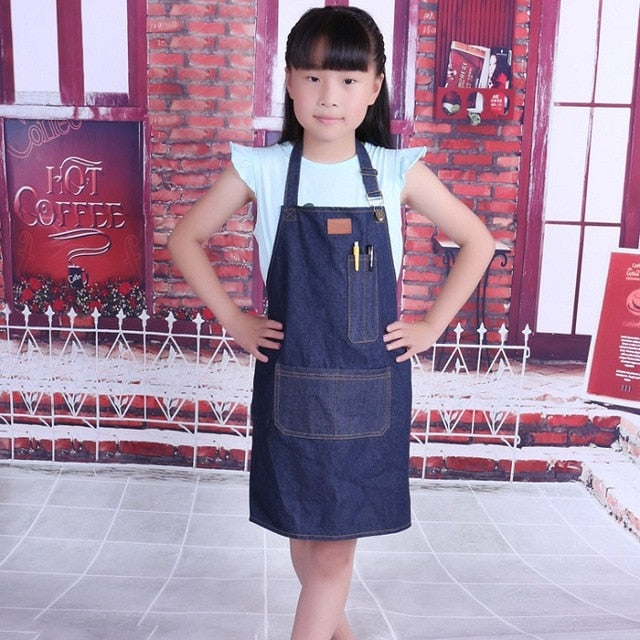 new kitchen Restaurant work Denim Apron Antifouling Cowboy Chef Cooking Kitchen Apron For Woman Men Cafe Shop BBQ Hairdresser