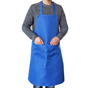 Pure color Cooking Apron For Woman Men Cooking Thicken Household Cleaning Sleeveless Apron Cotton Polyester with Double Pocket