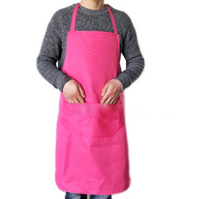 Pure color Cooking Apron For Woman Men Cooking Thicken Household Cleaning Sleeveless Apron Cotton Polyester with Double Pocket