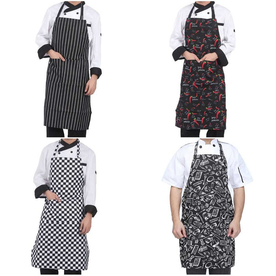 Adjustable Half-length Adult Apron Striped Hotel Restaurant Chef Waiter Apron Kitchen Cook Apron With 2 Pockets