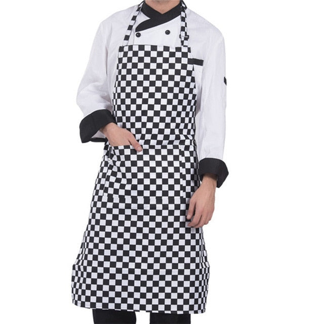 Adjustable Half-length Adult Apron Striped Hotel Restaurant Chef Waiter Apron Kitchen Cook Apron With 2 Pockets