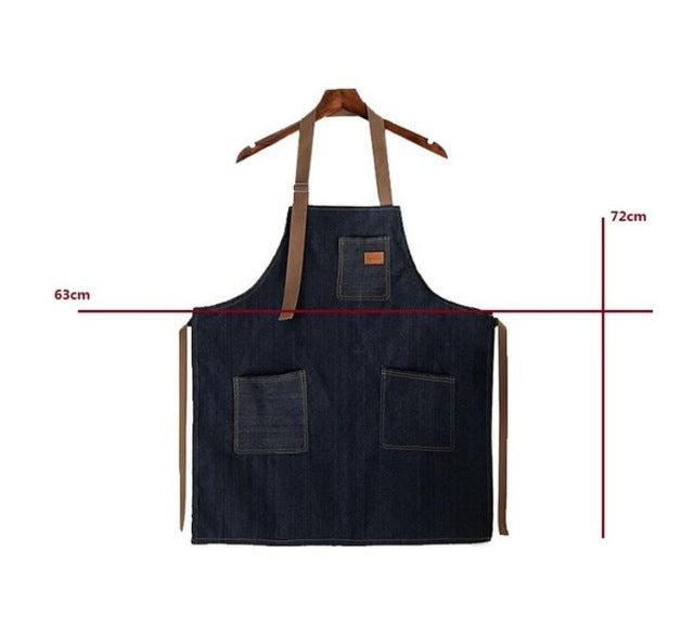 new kitchen Restaurant work Denim Apron Antifouling Cowboy Chef Cooking Kitchen Apron For Woman Men Cafe Shop BBQ Hairdresser