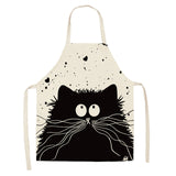 1Pcs Kitchen Apron Cute Cartoon Cat Printed Sleeveless Cotton Linen Aprons for Men Women Home Cleaning Tools 53*65cm WQ0029