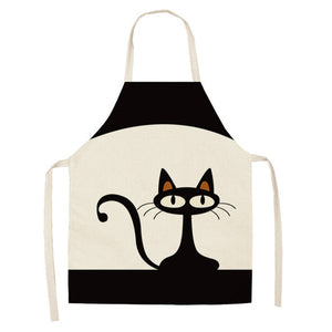 1Pcs Kitchen Apron Cute Cartoon Cat Printed Sleeveless Cotton Linen Aprons for Men Women Home Cleaning Tools 53*65cm WQ0029