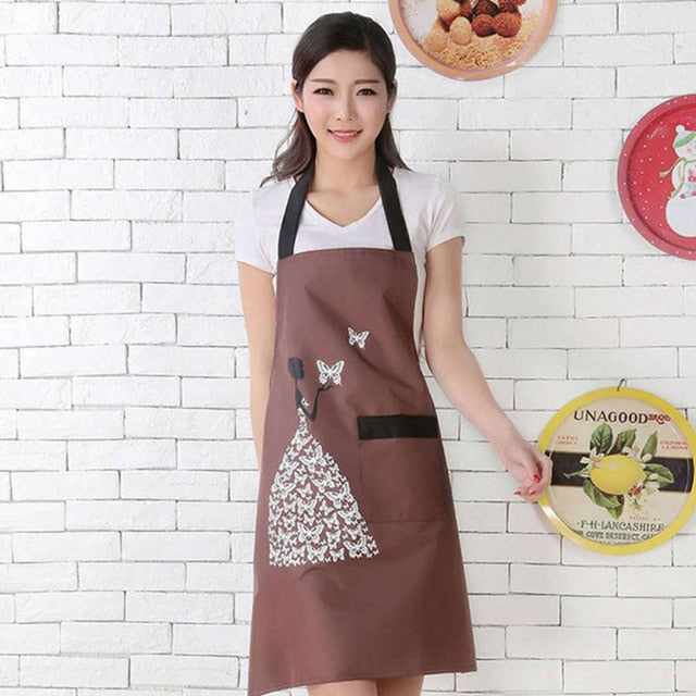 1Pcs Striped Waterproof Polyester Apron Woman Adult Bibs Home Cooking Baking Coffee Shop Cleaning Aprons Kitchen Accessory 46212