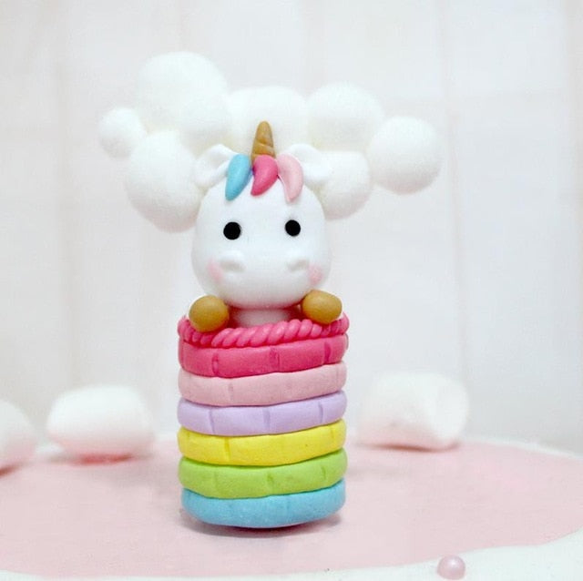 Rainbow Unicorn Cake Topper Birthday Wedding Cake Flags Cloud Balloon cake flag Birthday Party Baking Decoration Supplies