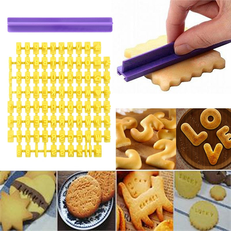 Alphabet Number Letter Baking Mould 3D Cookie Biscuit Stamp Embosser Cutter Cake Fondant DIY Molds Yellow Cutter Fondant Mould