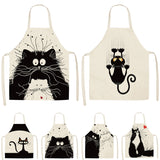 1Pcs Kitchen Apron Funny Dog Bulldog Cat Printed Sleeveless Cotton Linen Aprons for Men Women Home Cleaning Tools 53*65cm WQ0029