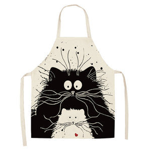 1Pcs Kitchen Apron Funny Dog Bulldog Cat Printed Sleeveless Cotton Linen Aprons for Men Women Home Cleaning Tools 53*65cm WQ0029