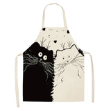 1Pcs Kitchen Apron Funny Dog Bulldog Cat Printed Sleeveless Cotton Linen Aprons for Men Women Home Cleaning Tools 53*65cm WQ0029