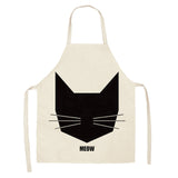 1Pcs Kitchen Apron Funny Dog Bulldog Cat Printed Sleeveless Cotton Linen Aprons for Men Women Home Cleaning Tools 53*65cm WQ0029