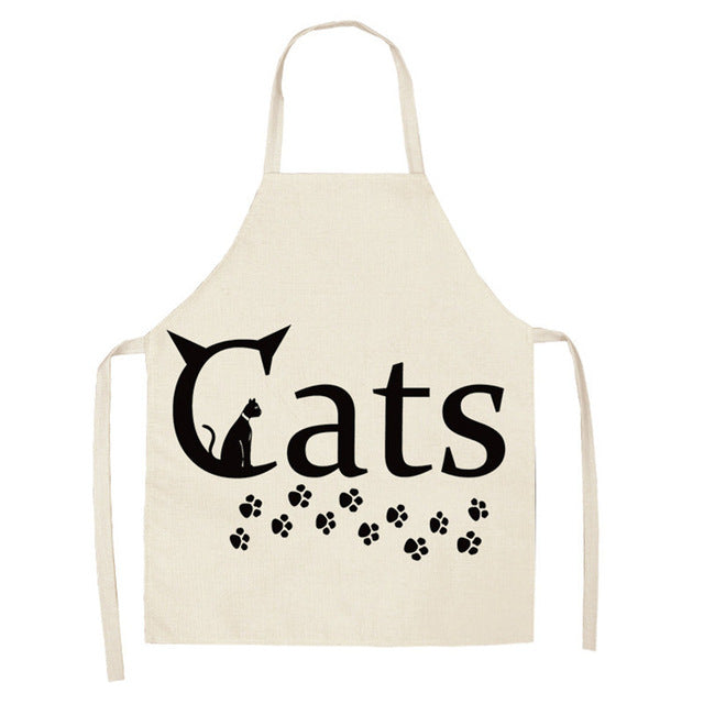 1Pcs Kitchen Apron Funny Dog Bulldog Cat Printed Sleeveless Cotton Linen Aprons for Men Women Home Cleaning Tools 53*65cm WQ0029