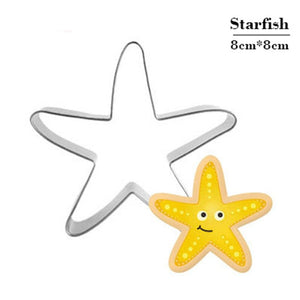 Children's Day Marine Life Cookie Cutter Stainless Steel Fondant Cutter Baking Cookie Mold Biscuit Mould Biscuit Printing Tools