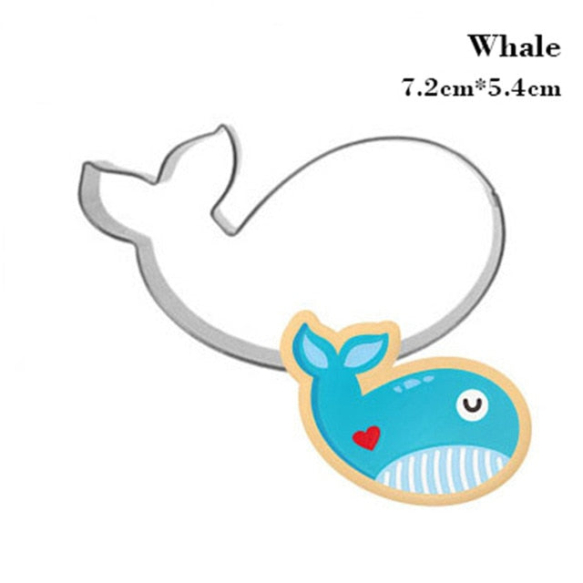 Children's Day Marine Life Cookie Cutter Stainless Steel Fondant Cutter Baking Cookie Mold Biscuit Mould Biscuit Printing Tools